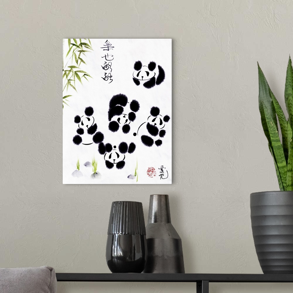 A modern room featuring This is inspired by the Chinese saying happiness in getting along harmoniously, which are the 4 c...