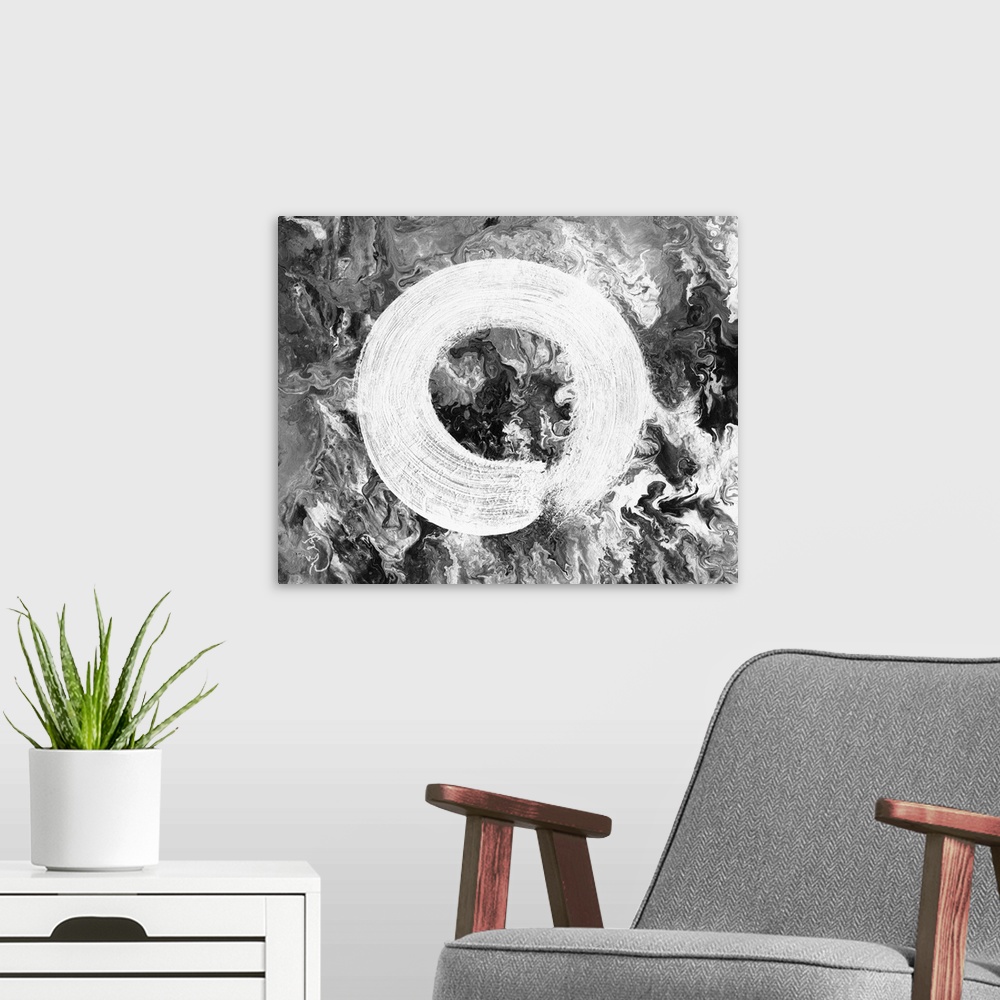 A modern room featuring Enso represents the way of Zen as a circle of emptiness and form, void and fullness. The Enso cir...