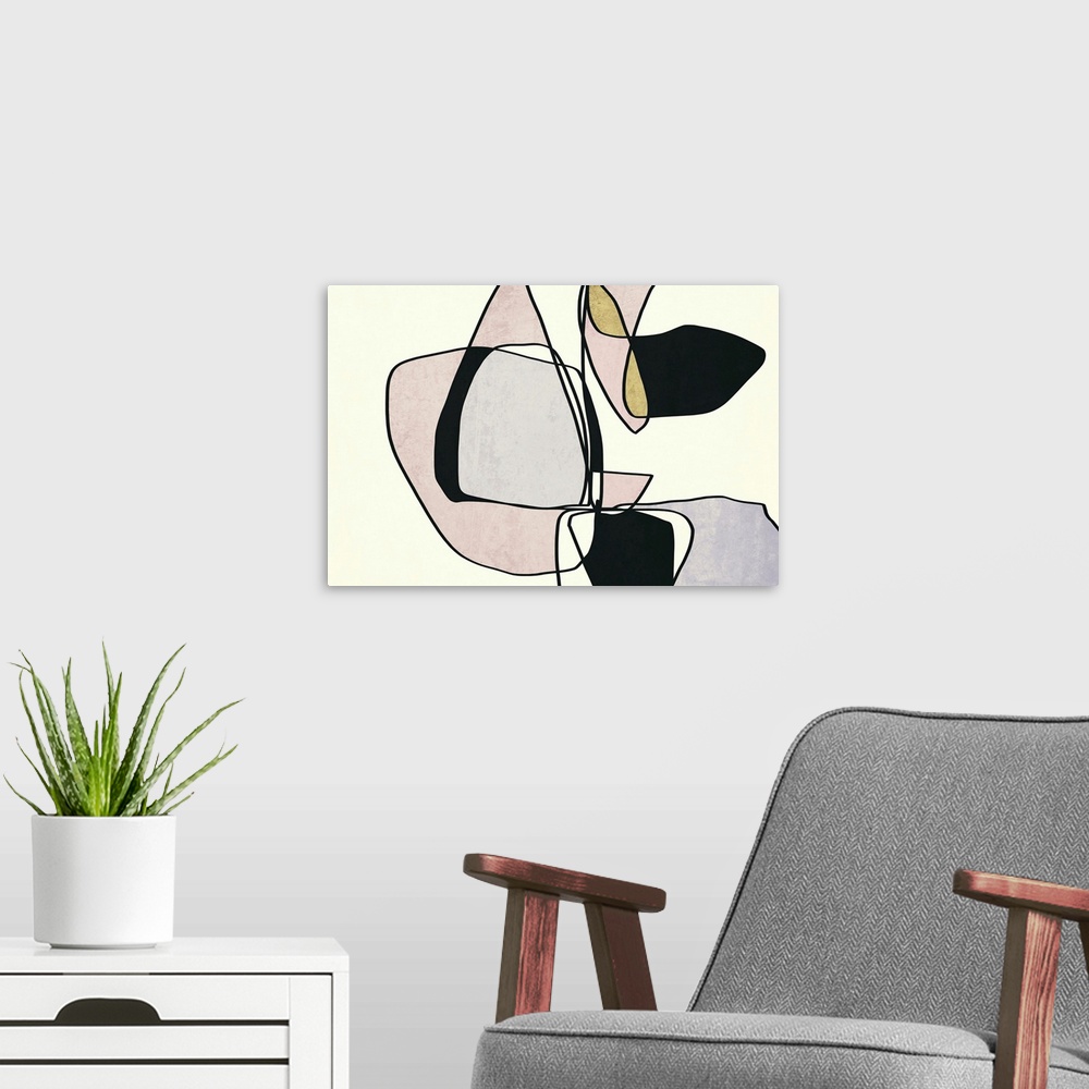 A modern room featuring Abstract Line Art 15