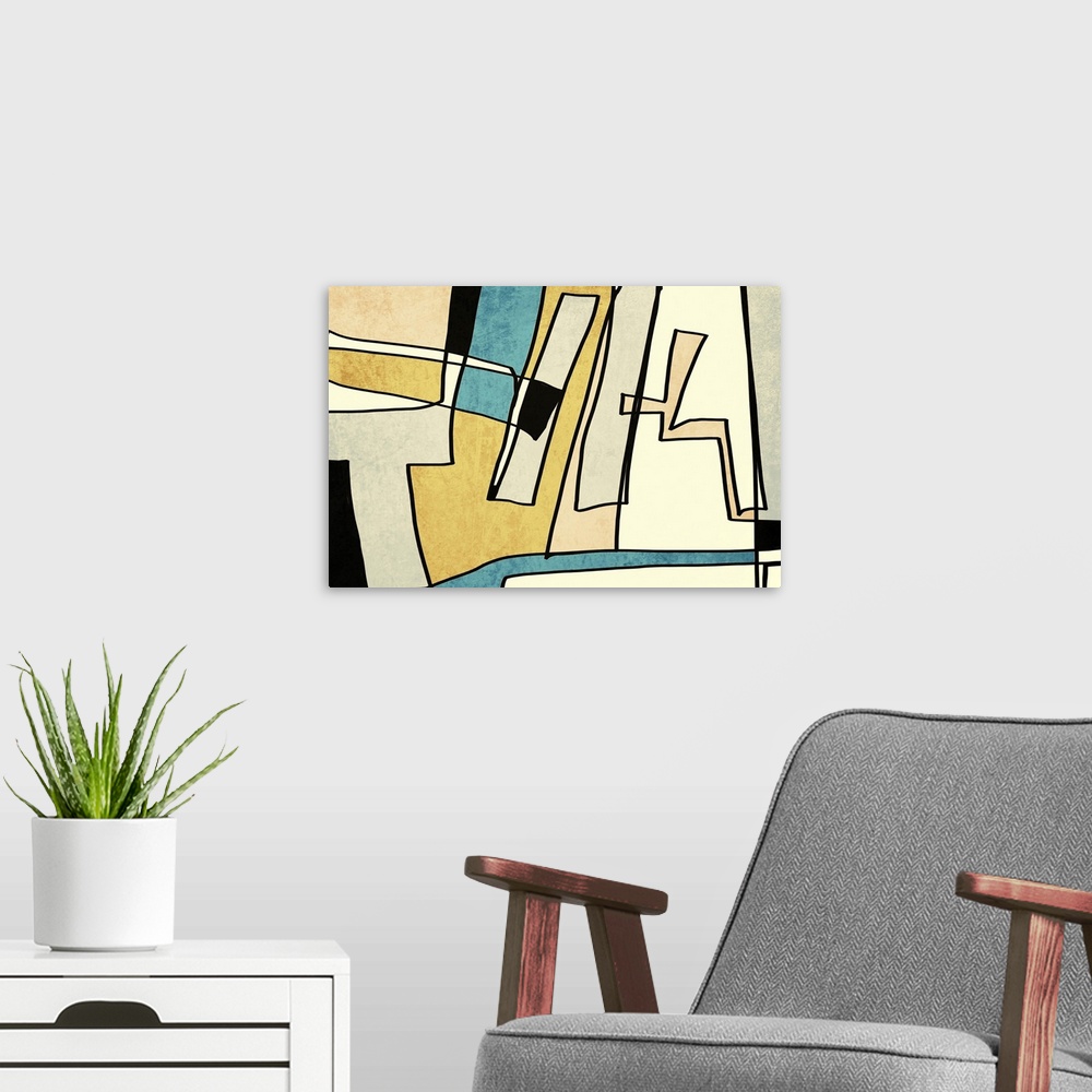 A modern room featuring Abstract Line Art 28