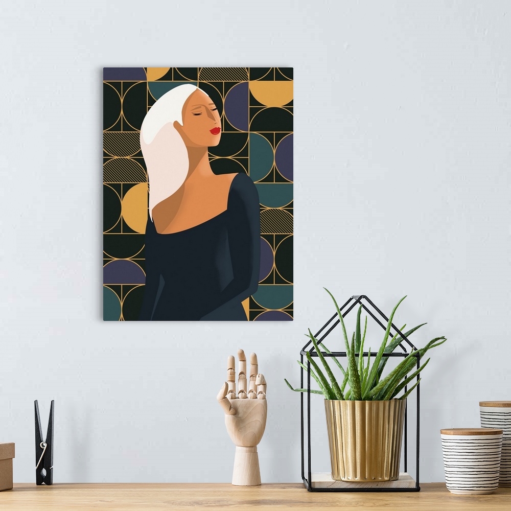 A bohemian room featuring Art Deco Woman I