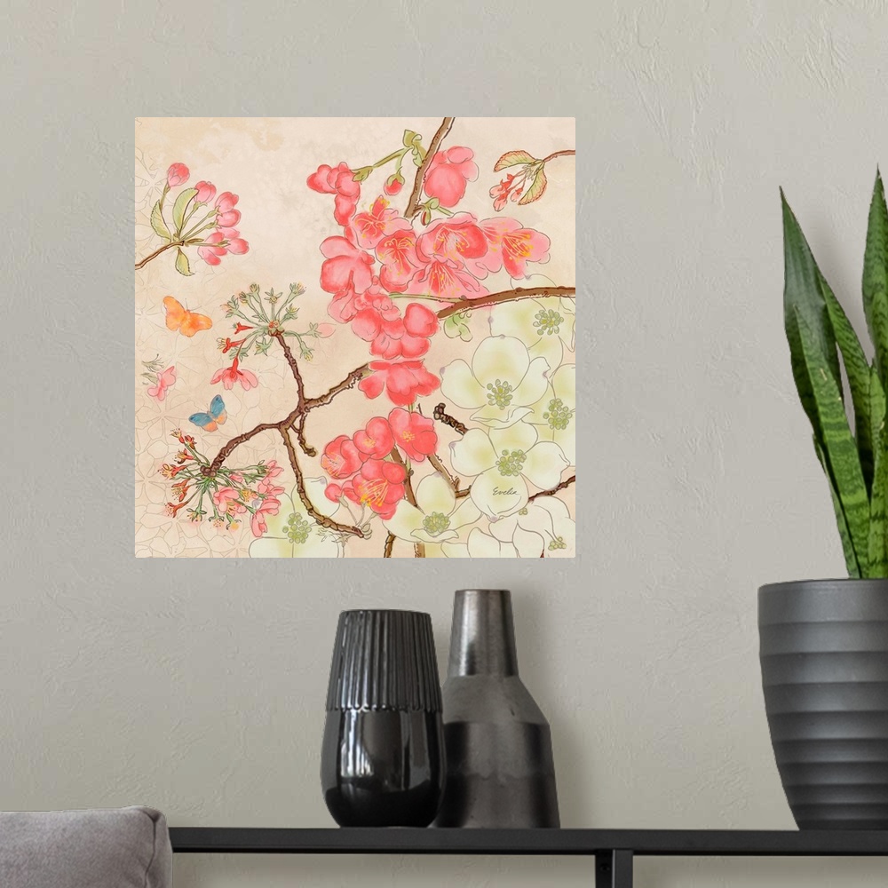 A modern room featuring Asian Cherry Blossoms