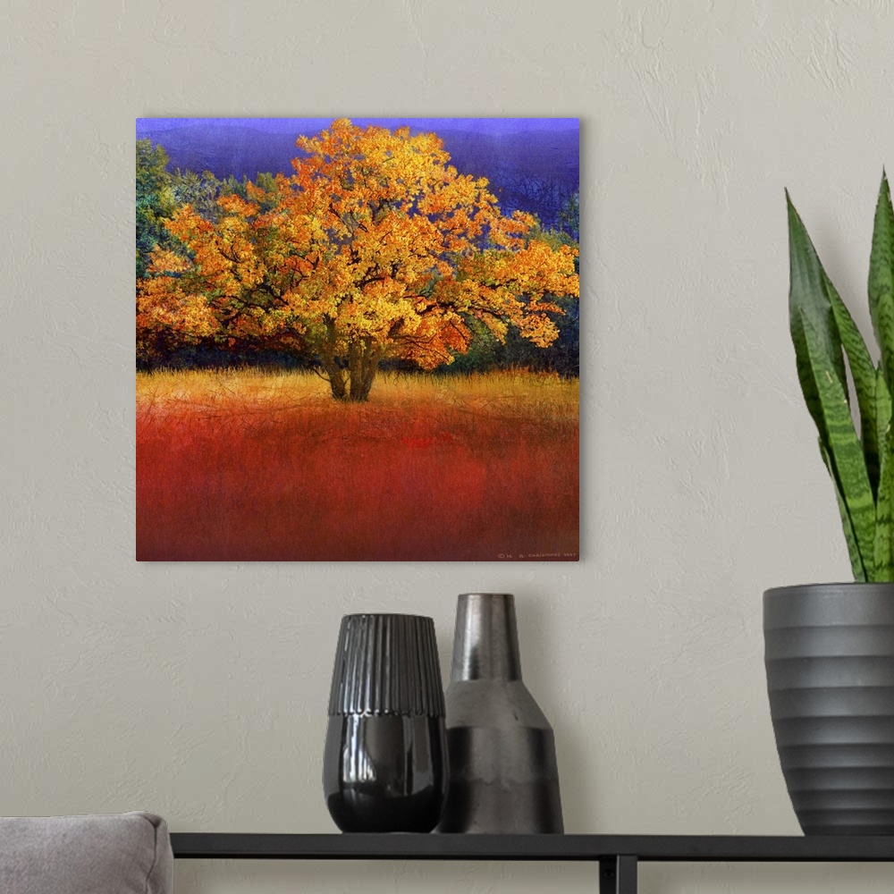 A modern room featuring Autumn Apricot Tree