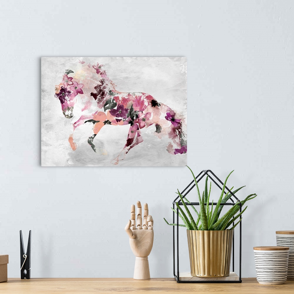 A bohemian room featuring Beautiful Floral Horse