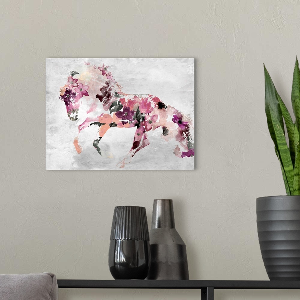 A modern room featuring Beautiful Floral Horse