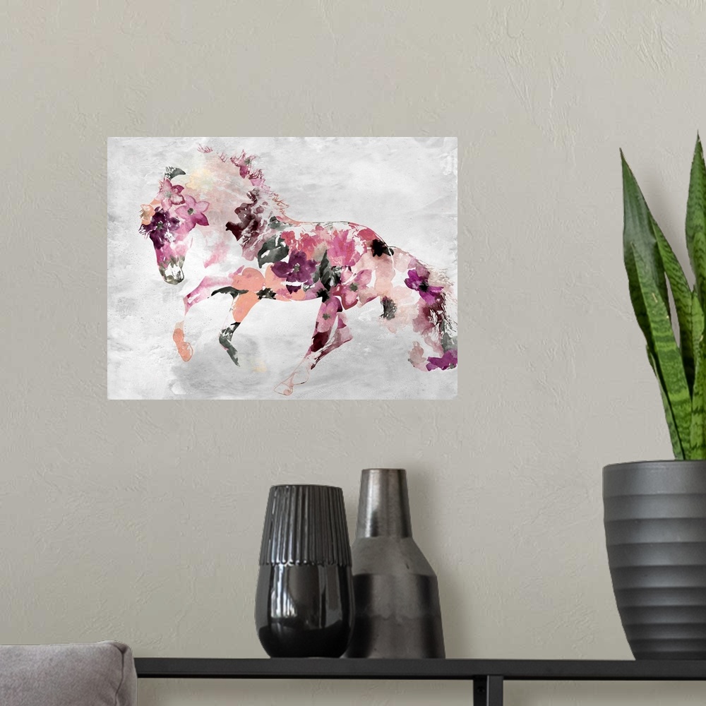 A modern room featuring Beautiful Floral Horse