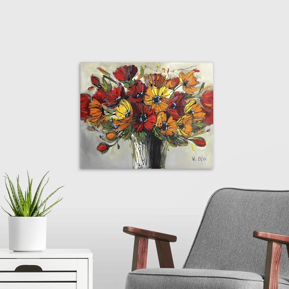 A modern room featuring Bright Poppies
