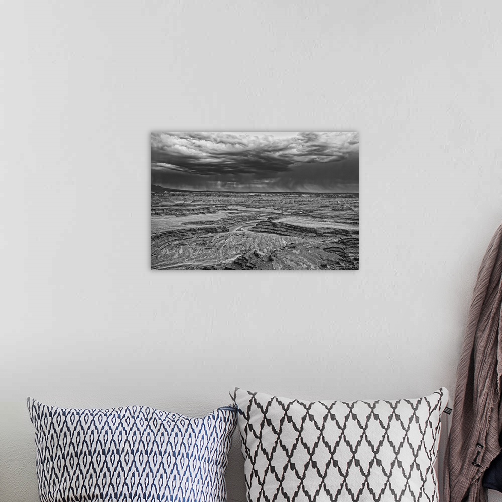 A bohemian room featuring Canyonlands Storm Black and White