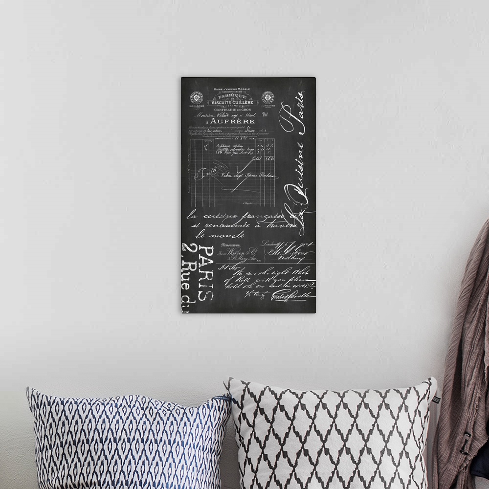 A bohemian room featuring Chalkboard kitchen art with vintage handlettering.