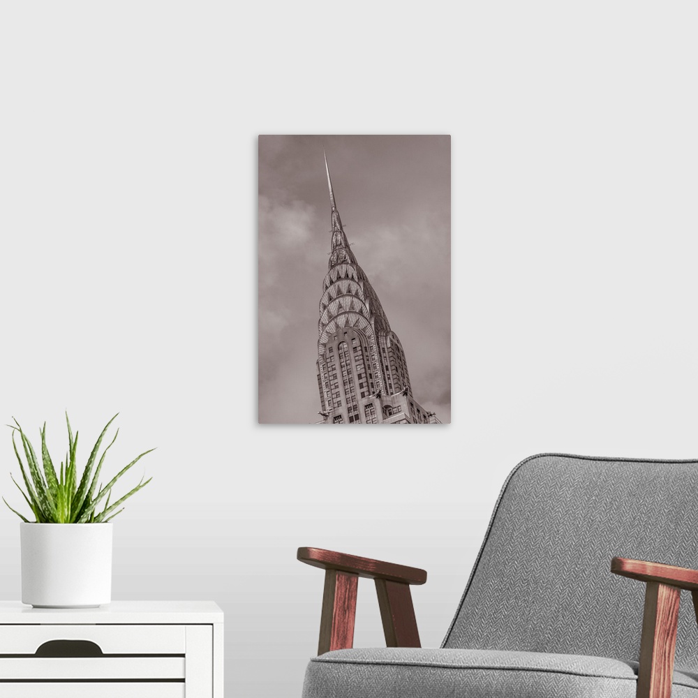 A modern room featuring Chrysler Building Smokey Cashmere