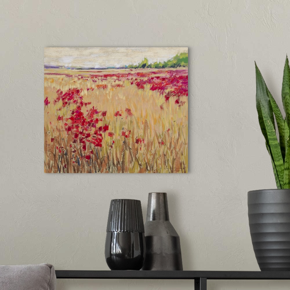 A modern room featuring Corn And Poppies XIII