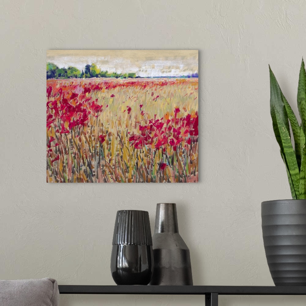 A modern room featuring Corn And Poppies XV