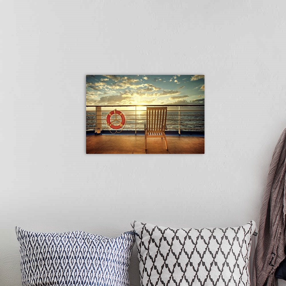 A bohemian room featuring Cruise Ship Deck Chair and Sunset