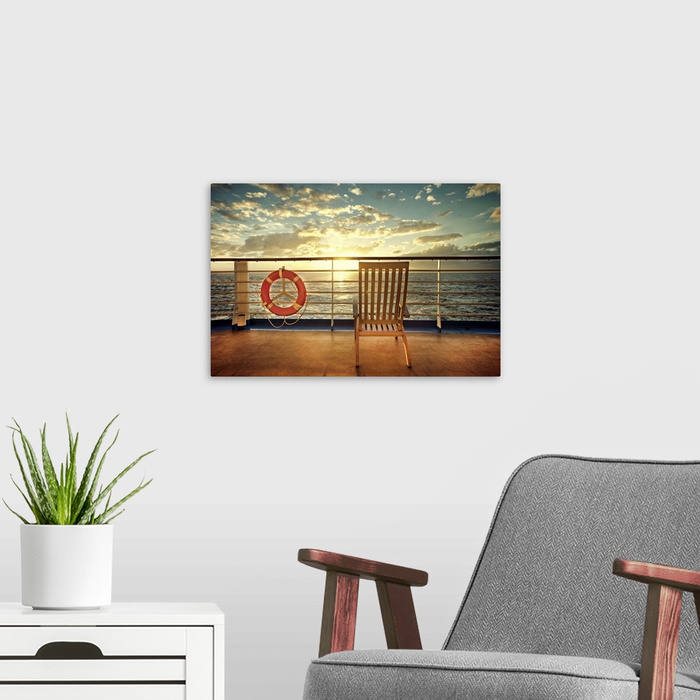 A modern room featuring Cruise Ship Deck Chair and Sunset