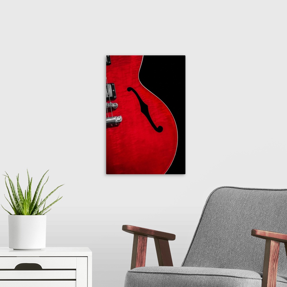 A modern room featuring Curvy Gibson Red