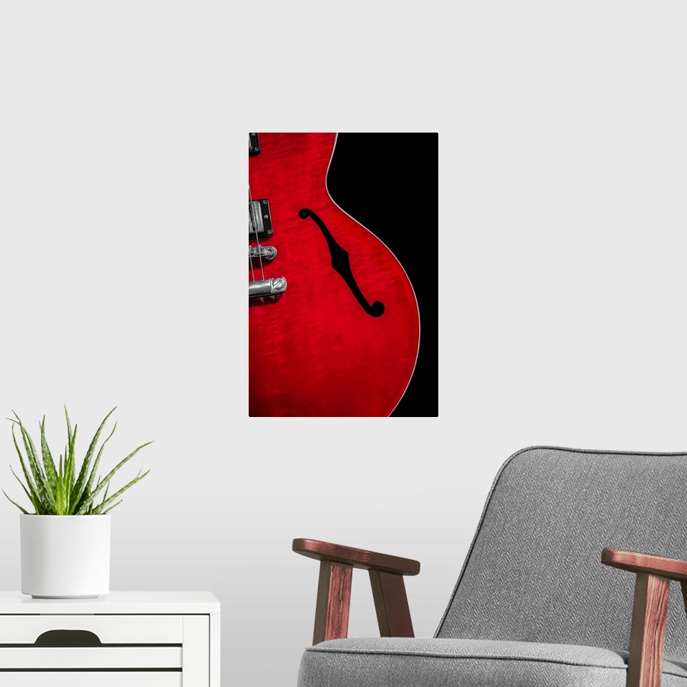 A modern room featuring Curvy Gibson Red