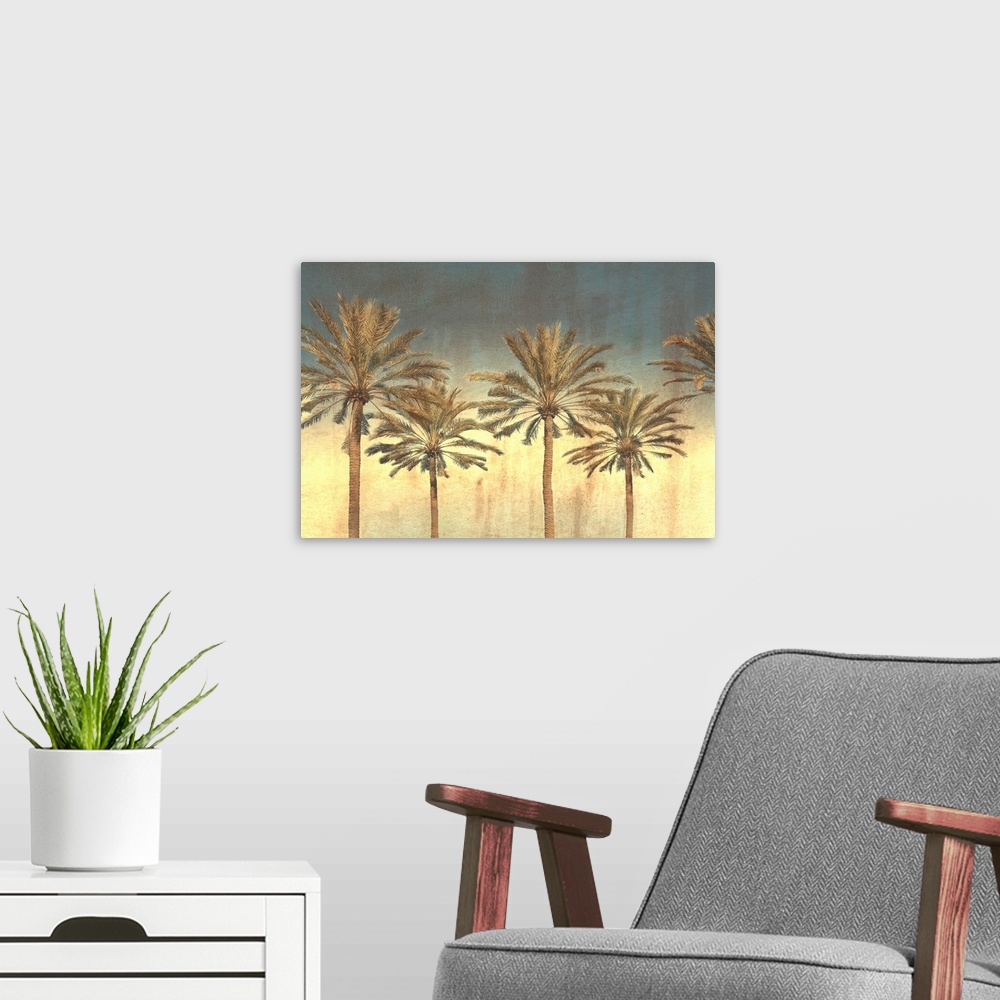 A modern room featuring Distressed Palm Trees I