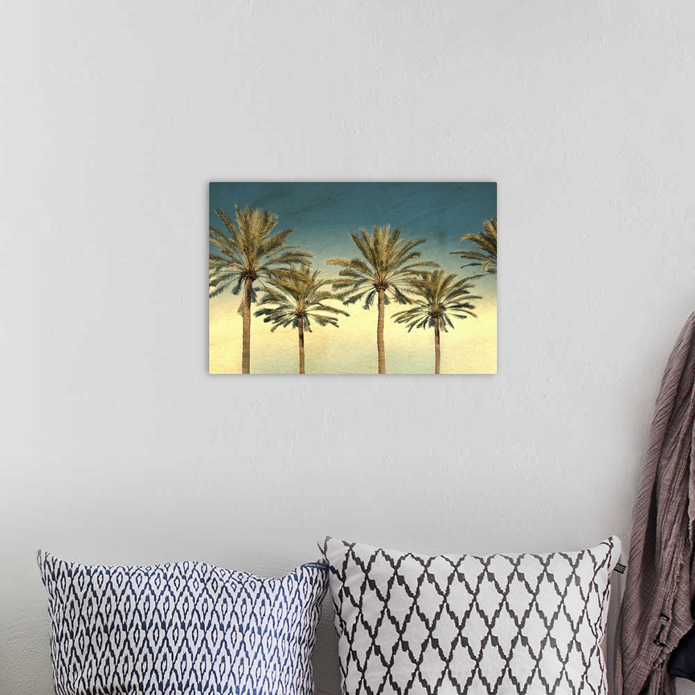 A bohemian room featuring Distressed Palm Trees II