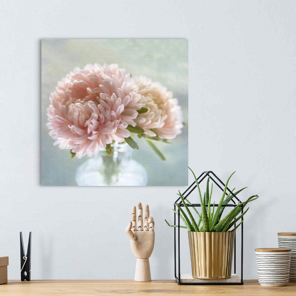 A bohemian room featuring flower photograph