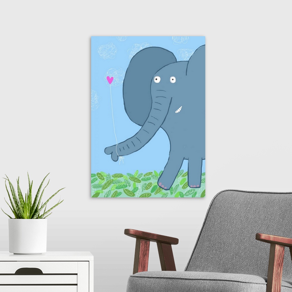 A modern room featuring Elephant Heart Leaves