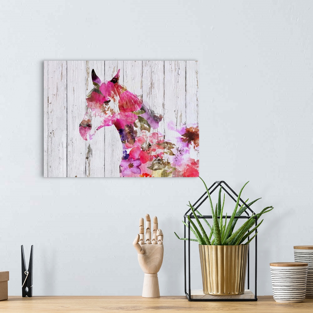 A bohemian room featuring Fabulous Floral Horse