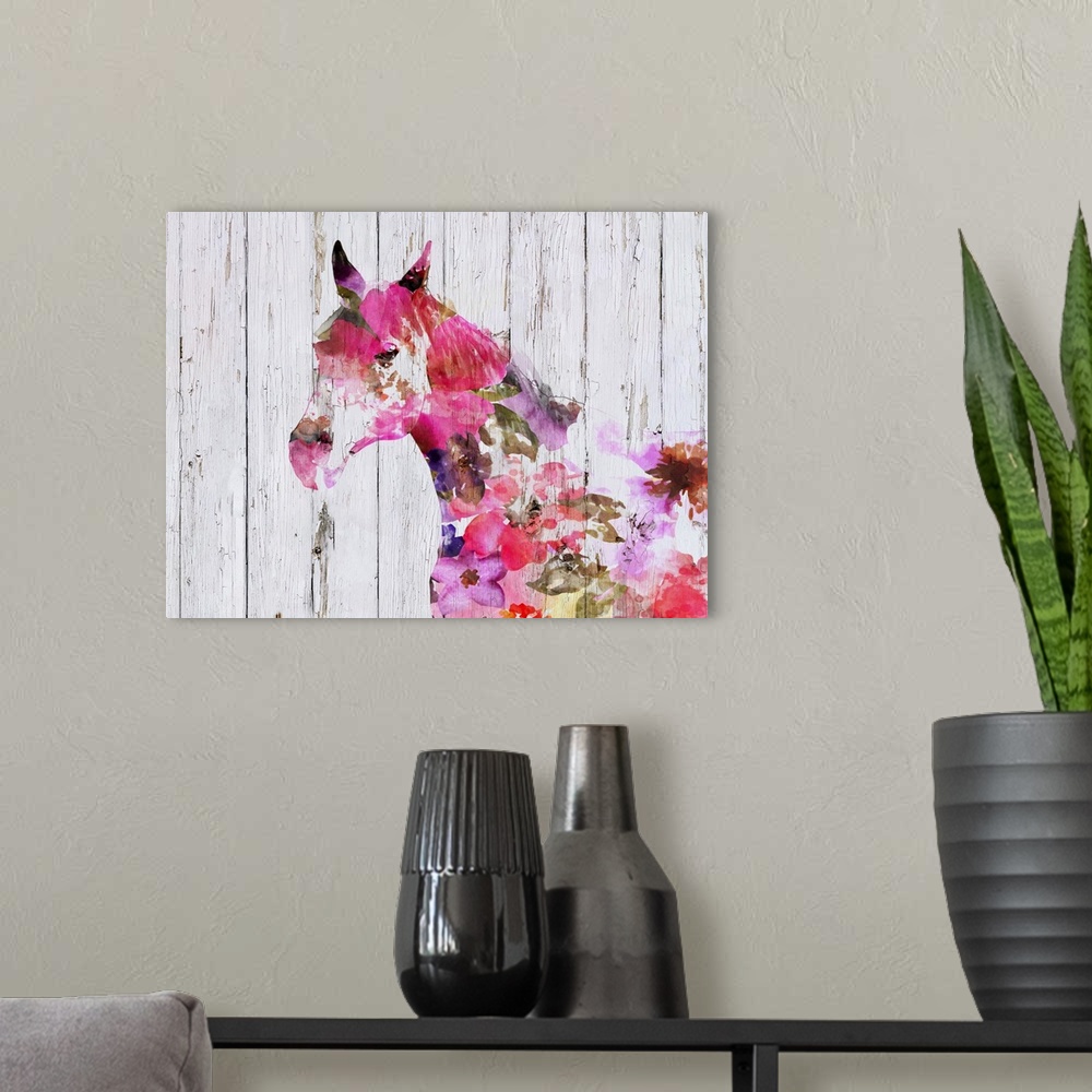 A modern room featuring Fabulous Floral Horse