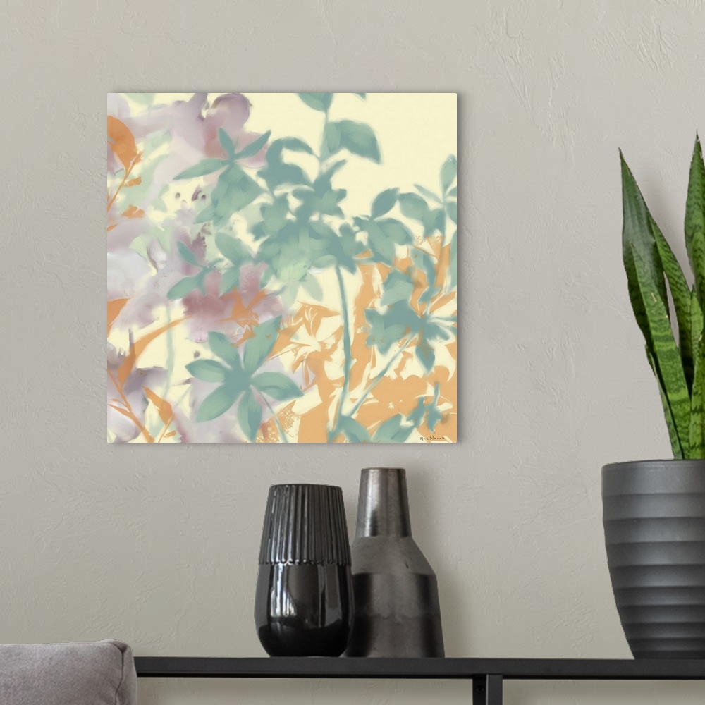 A modern room featuring Floral abstract I