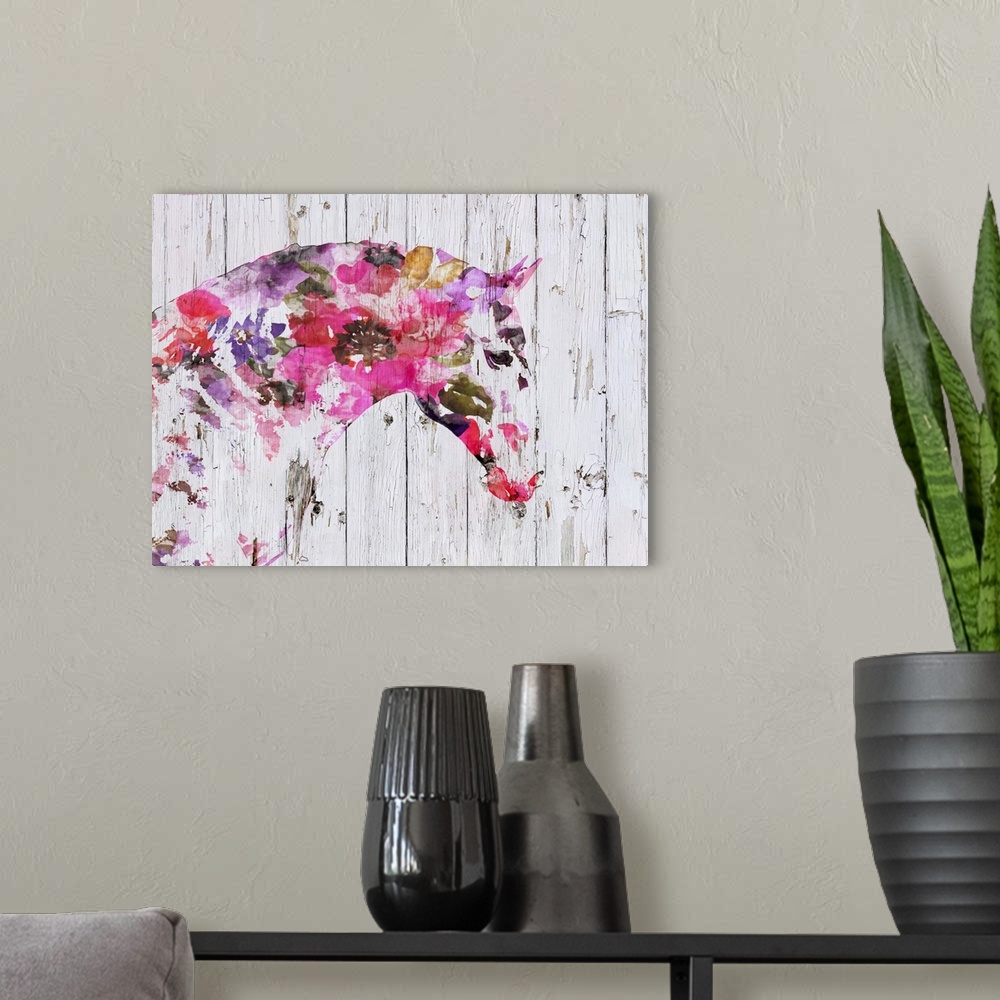 A modern room featuring Floral Boho Horse