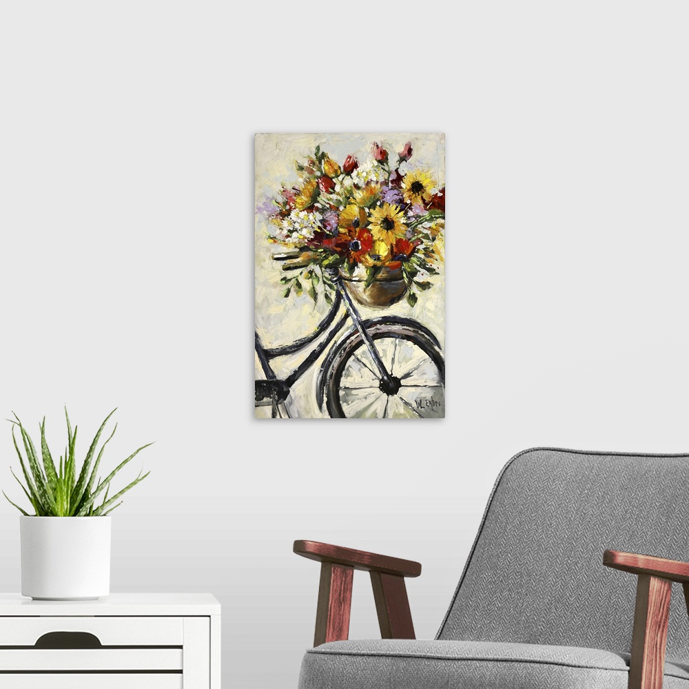 A modern room featuring Flower Bicycle