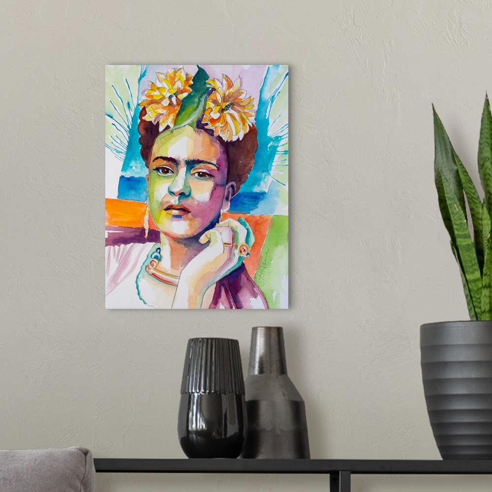 A modern room featuring Frida With Mums