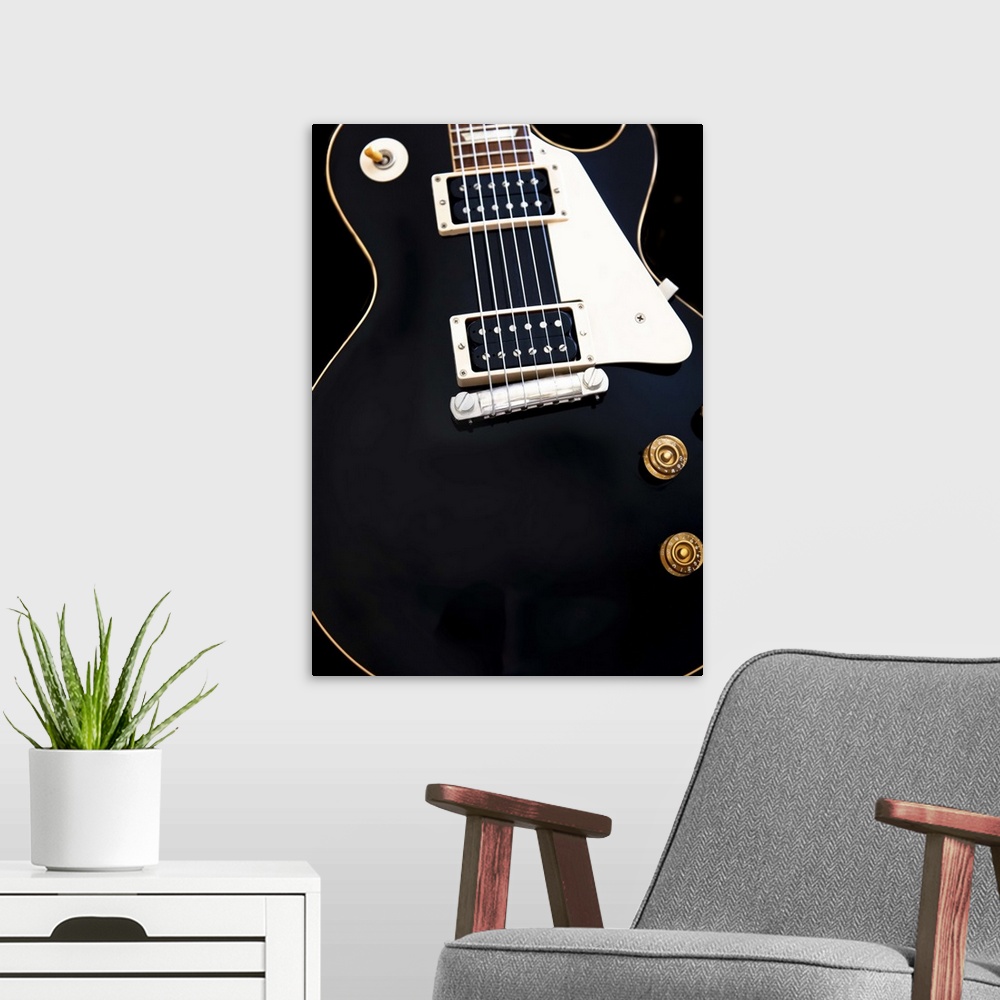 A modern room featuring Gibson Les Paul