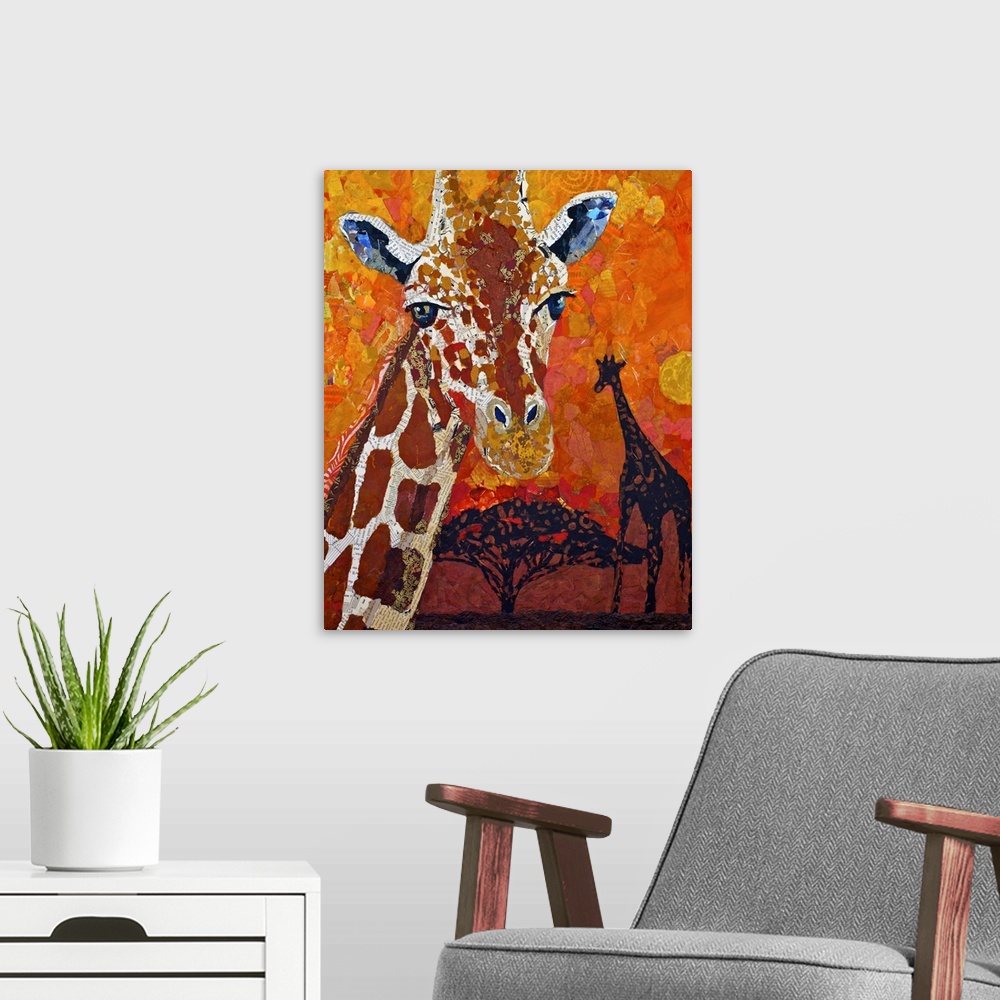 A modern room featuring Giraffe