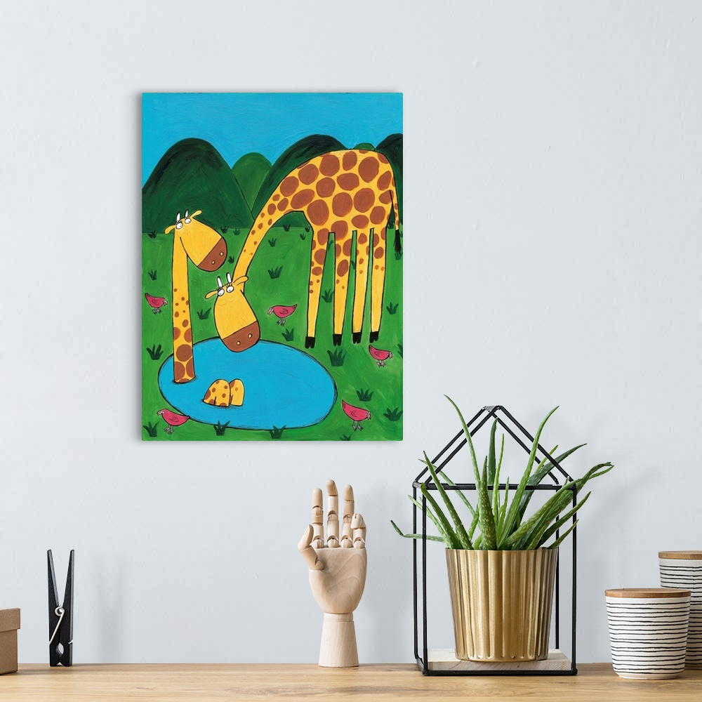 A bohemian room featuring Giraffe & Baby