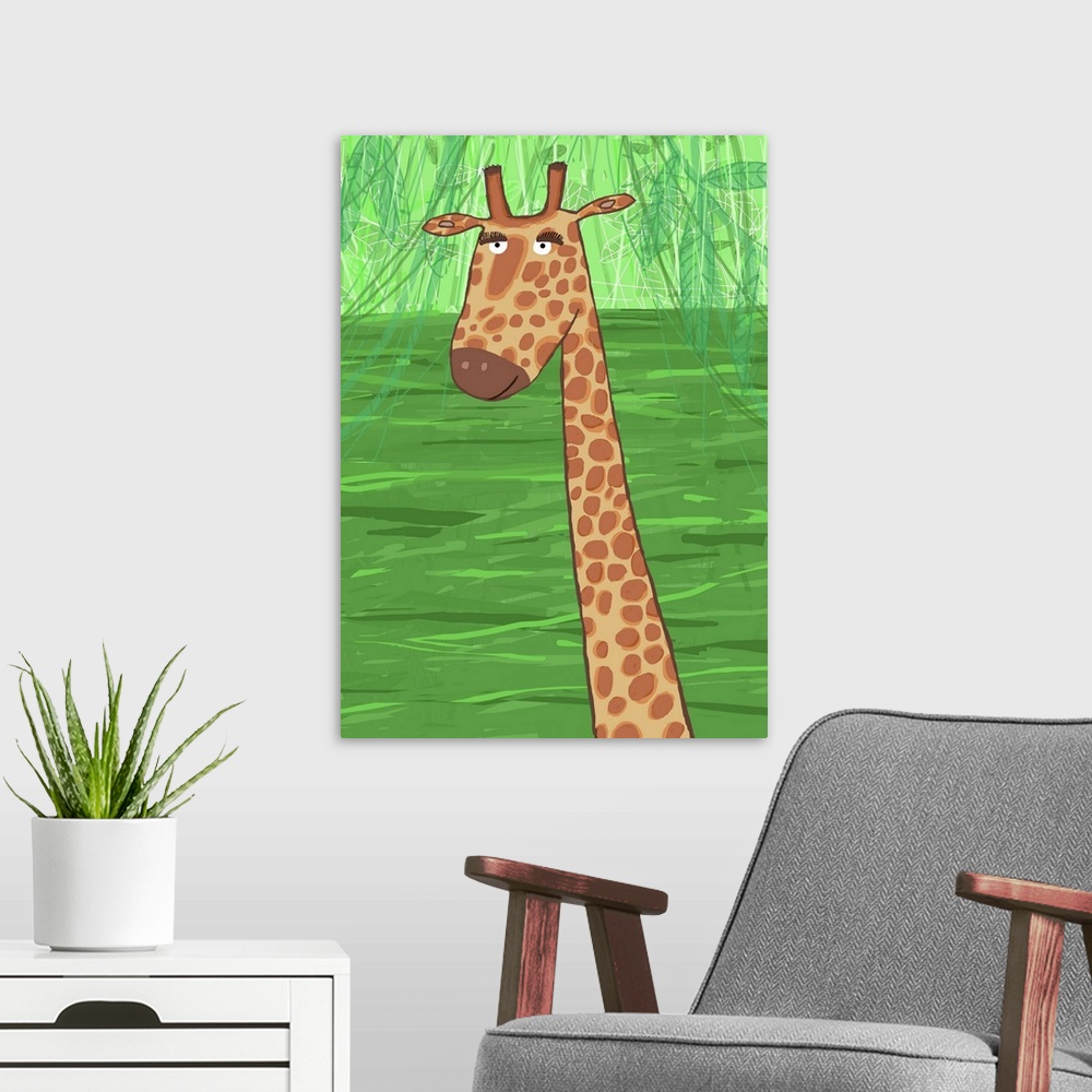 A modern room featuring Giraffe Green Background
