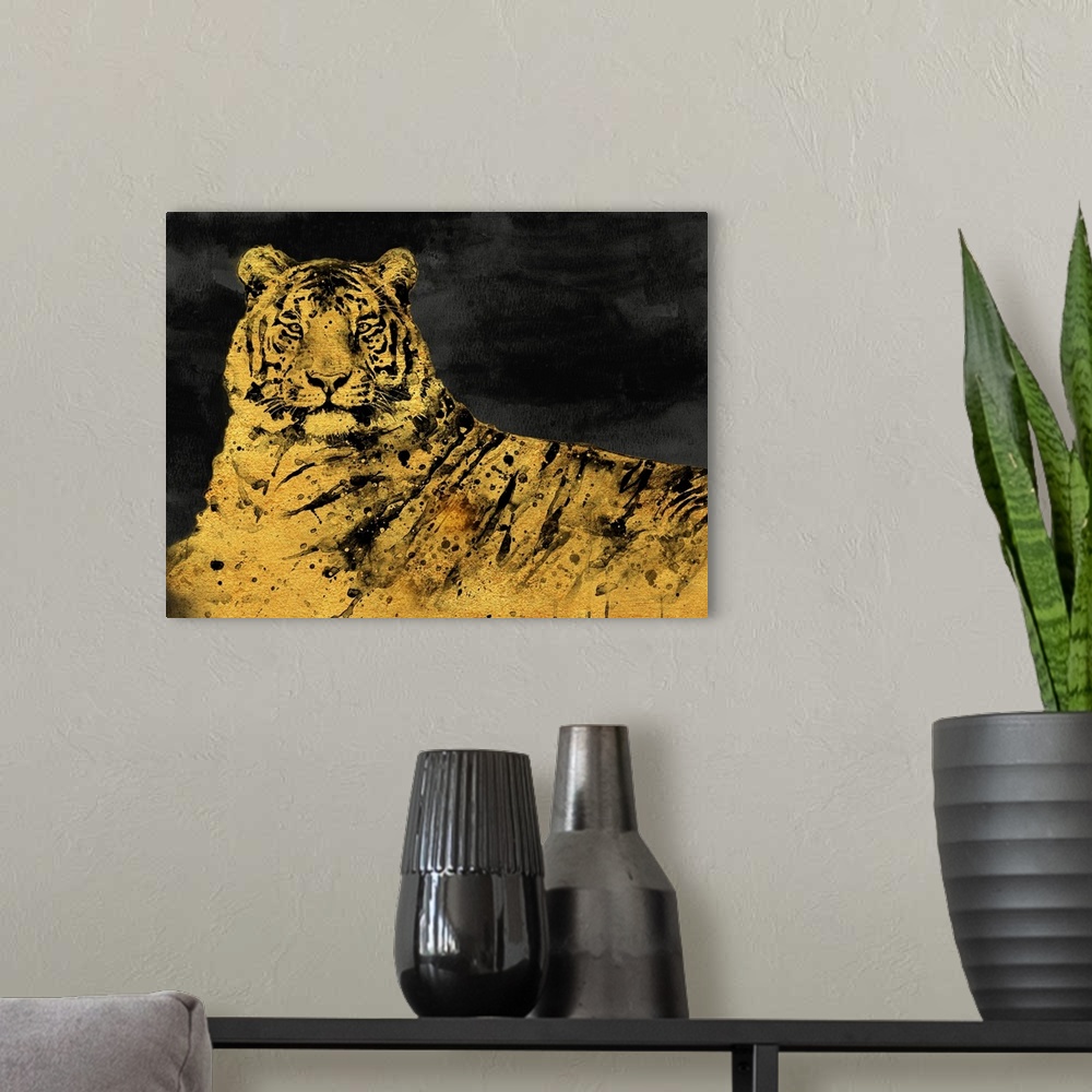 A modern room featuring Nightfall in Bangalore as a tiger prepares to hunt, India, South Asia.