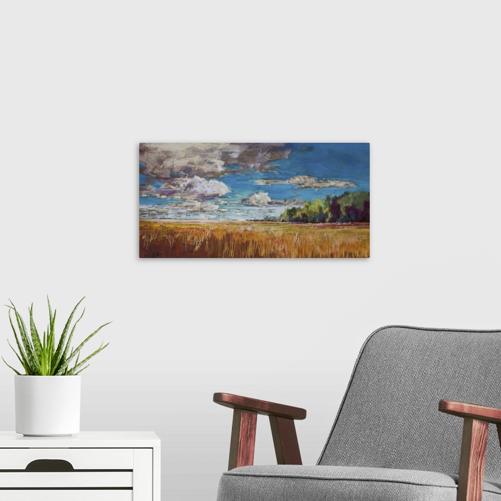 A modern room featuring Late Summer Clouds