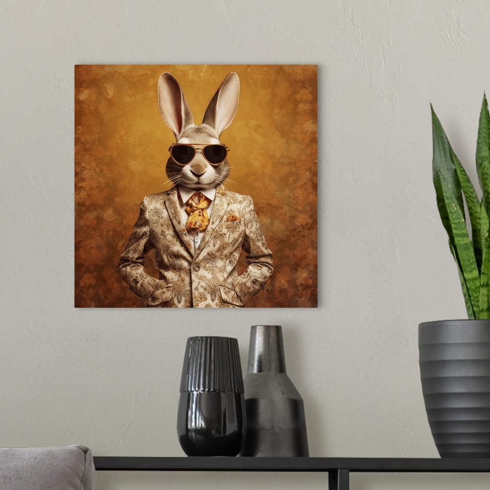 A modern room featuring Mr. Rabbit 1