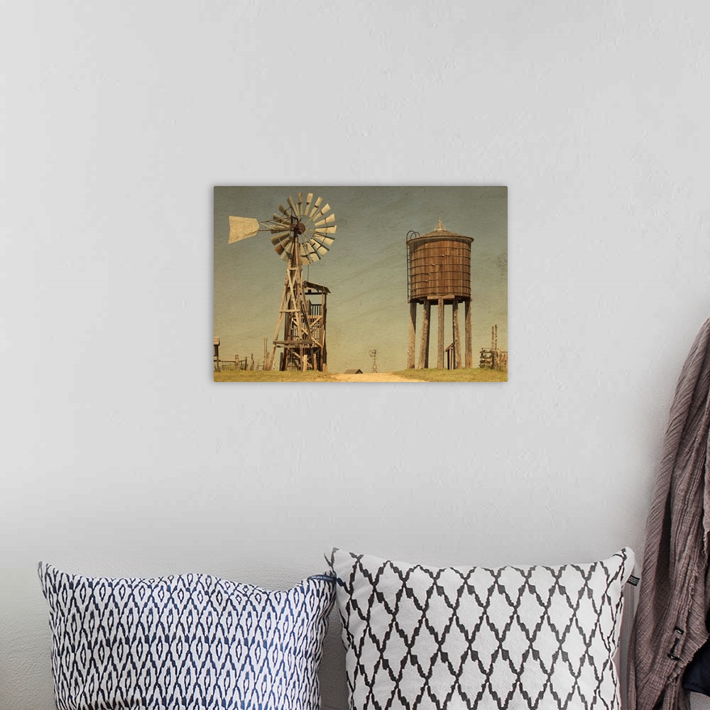 A bohemian room featuring Old West Windmill