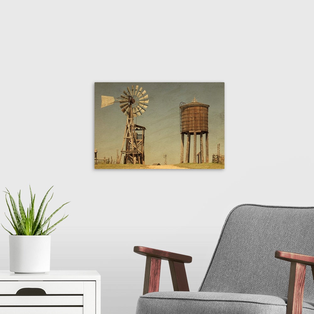 A modern room featuring Old West Windmill