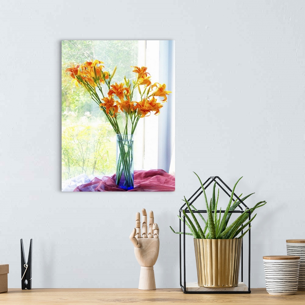 A bohemian room featuring Orange Daylily Bouquet