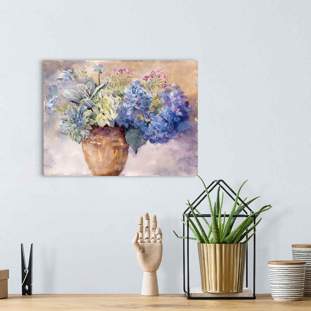 A bohemian room featuring Periwinkle Bluish Hydrangeas I