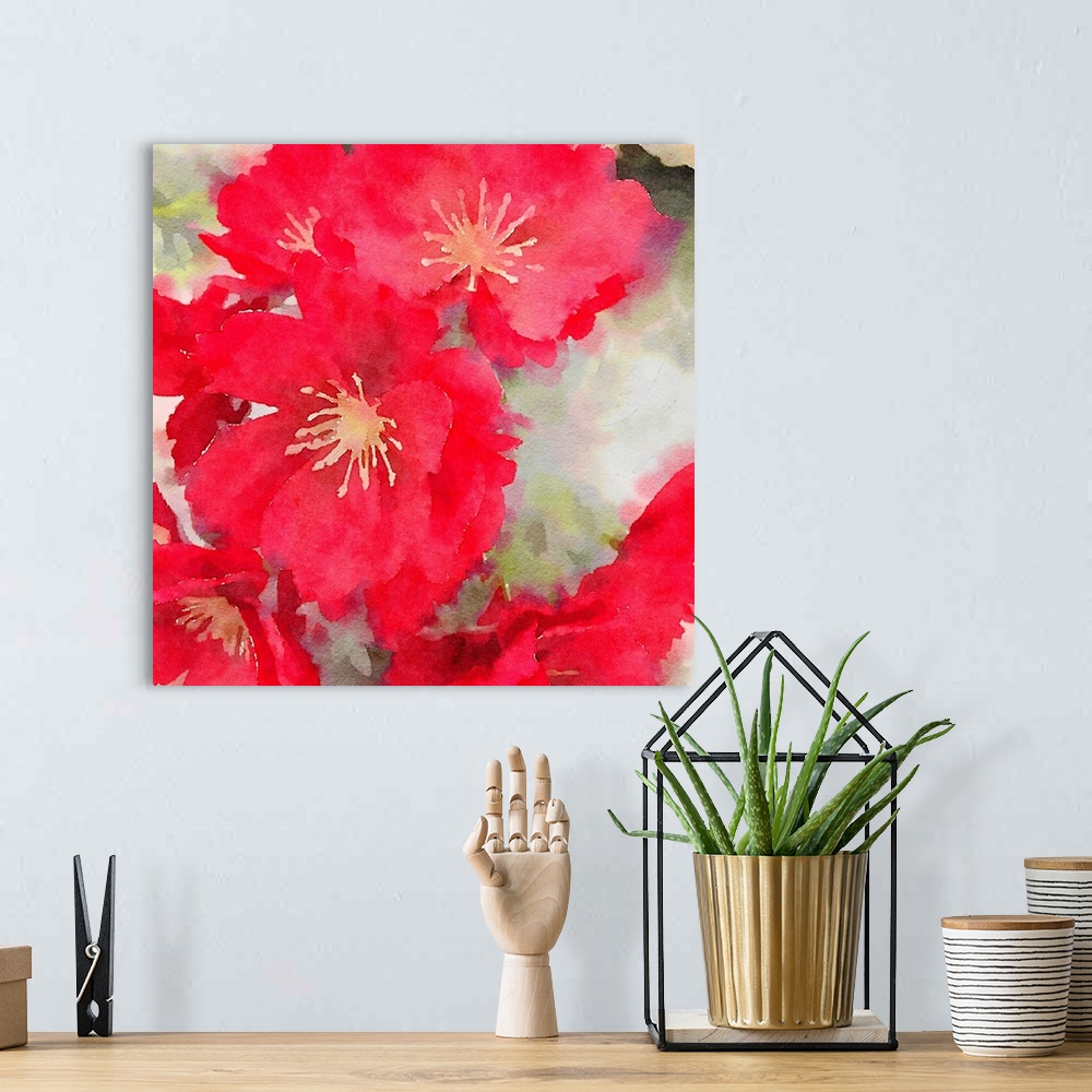 A bohemian room featuring Red Flower II