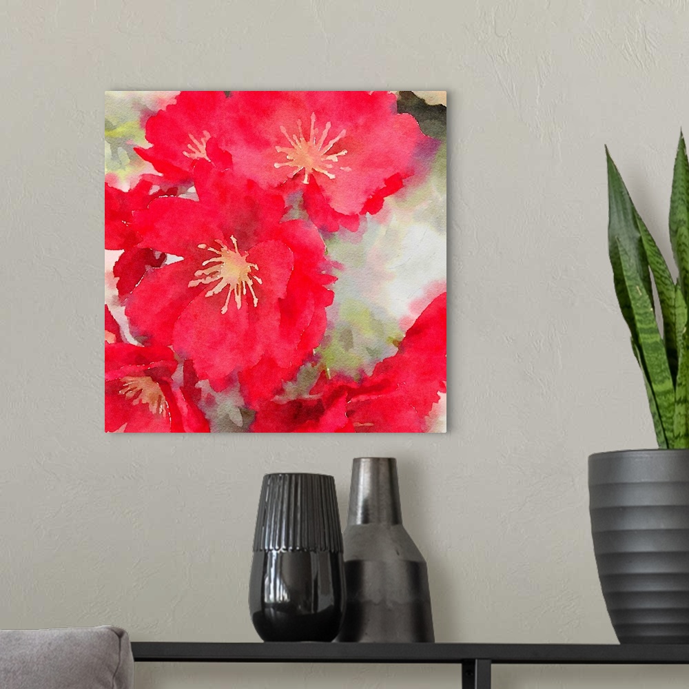 A modern room featuring Red Flower II