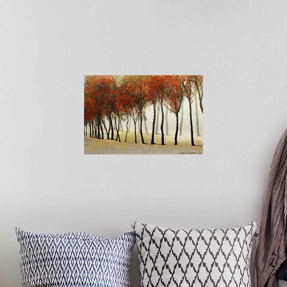 A bohemian room featuring Row Of Trees Red