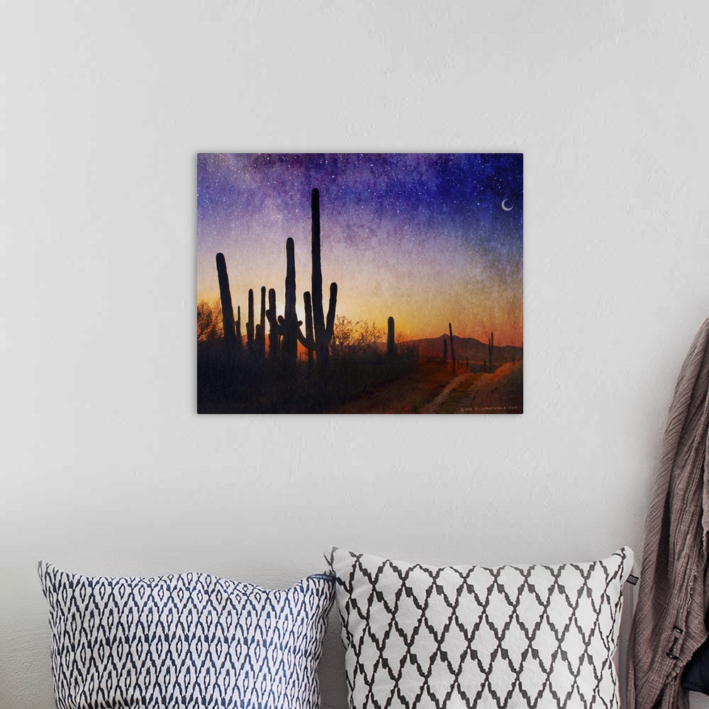 A bohemian room featuring Saguaro Sunset Blue