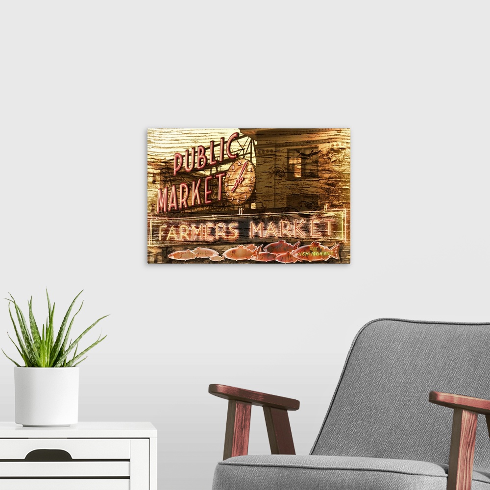 A modern room featuring Seattle Market Collage