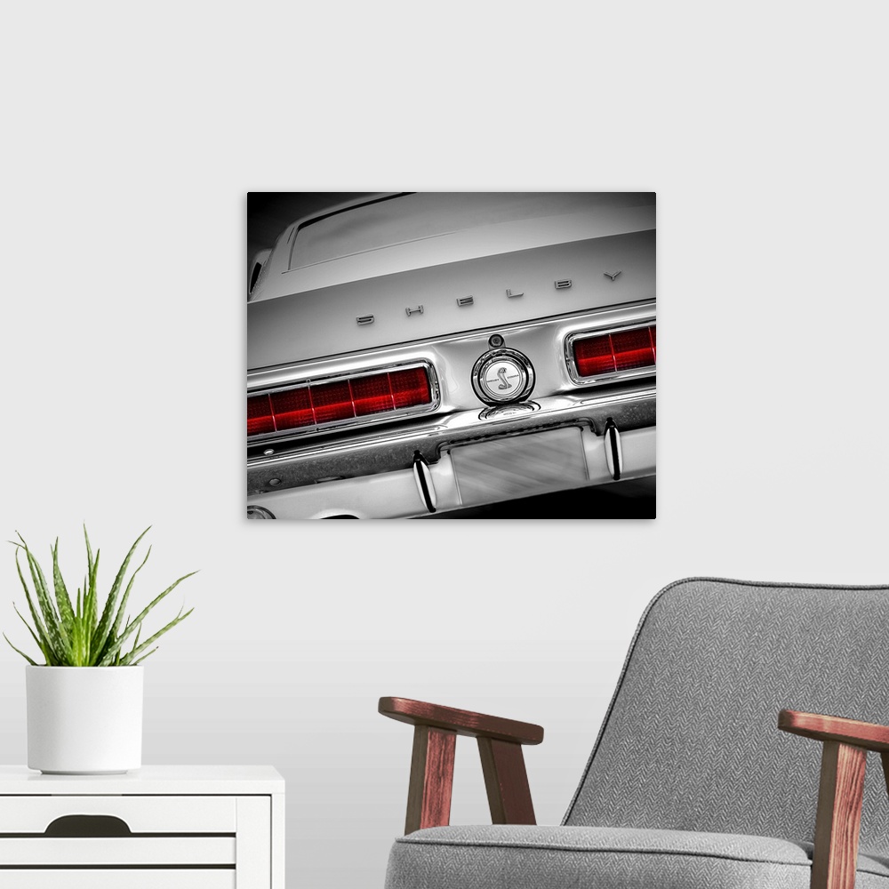 A modern room featuring Shelby Mustang