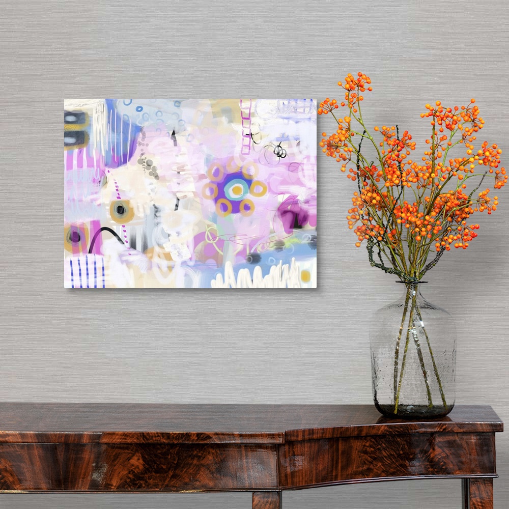 A traditional room featuring Whimsical abstract digital flower painting.