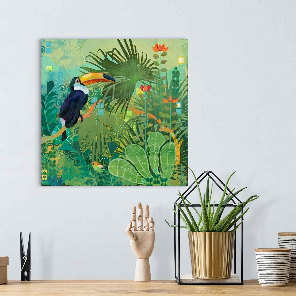 A bohemian room featuring Toucans And Flowers