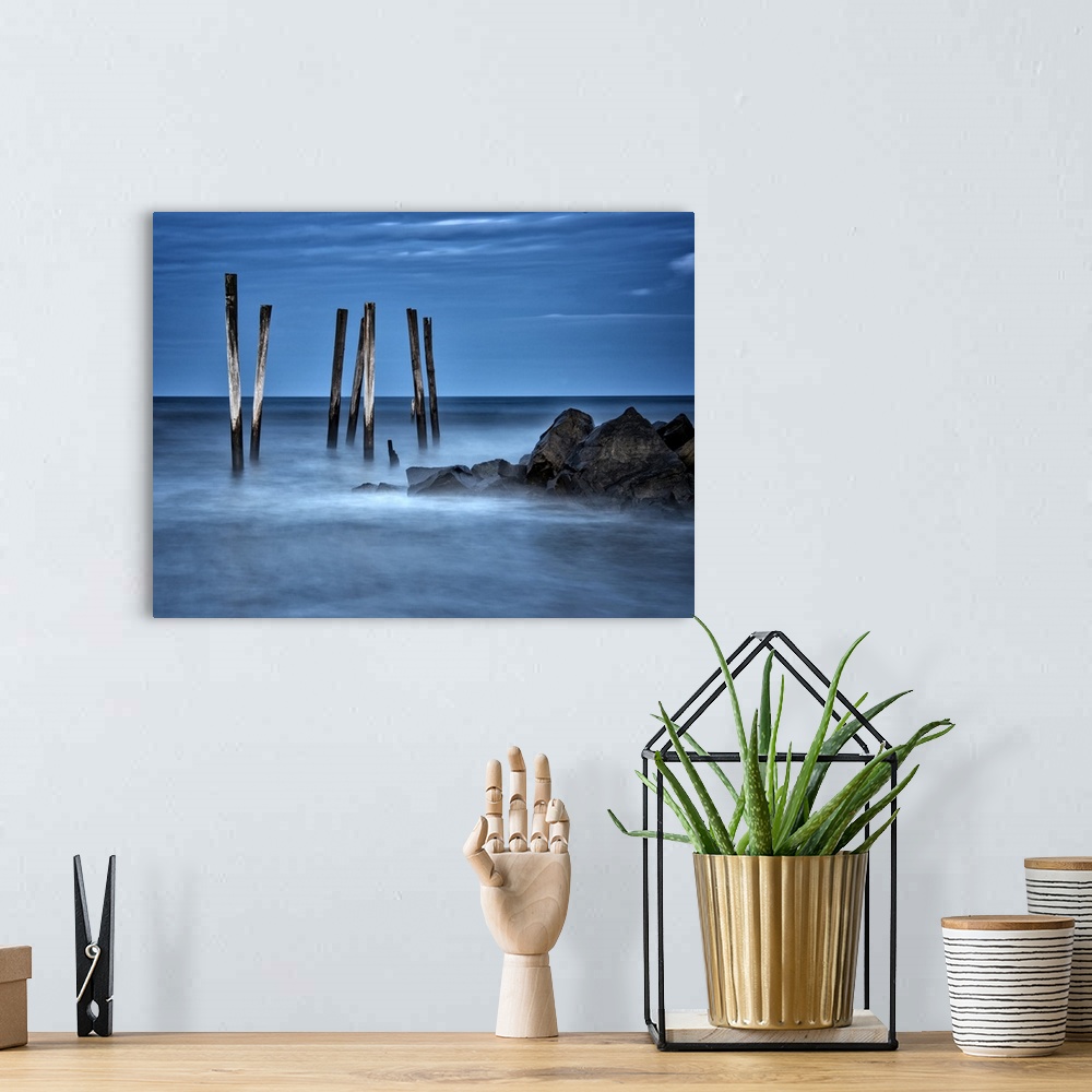 A bohemian room featuring Twilight Blue Ocean Rocks And Pier